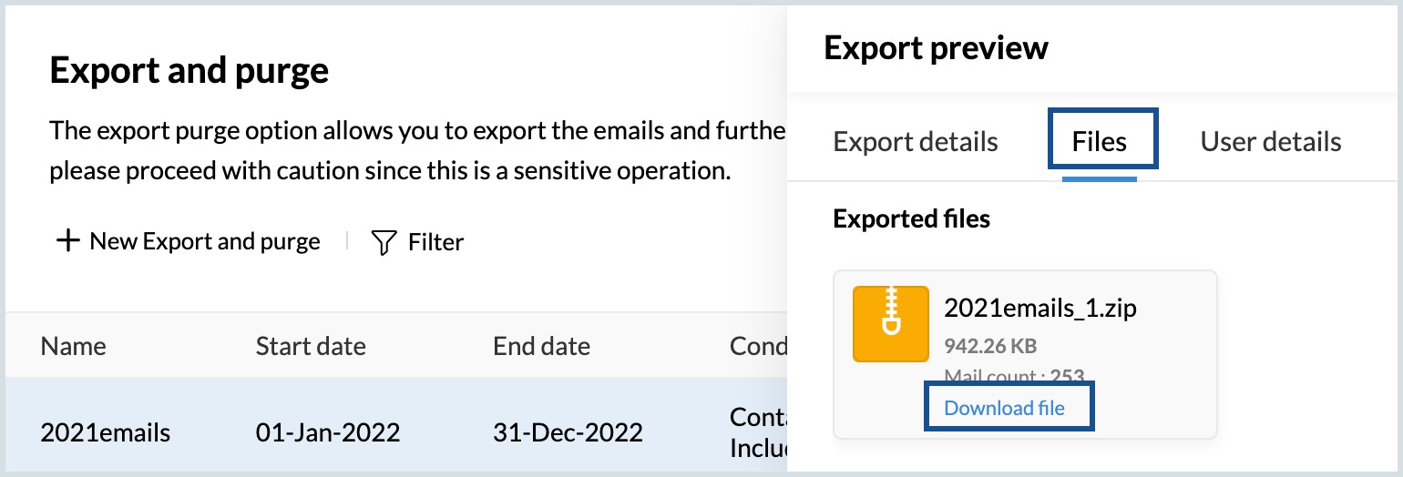 Download exported file Download exported file