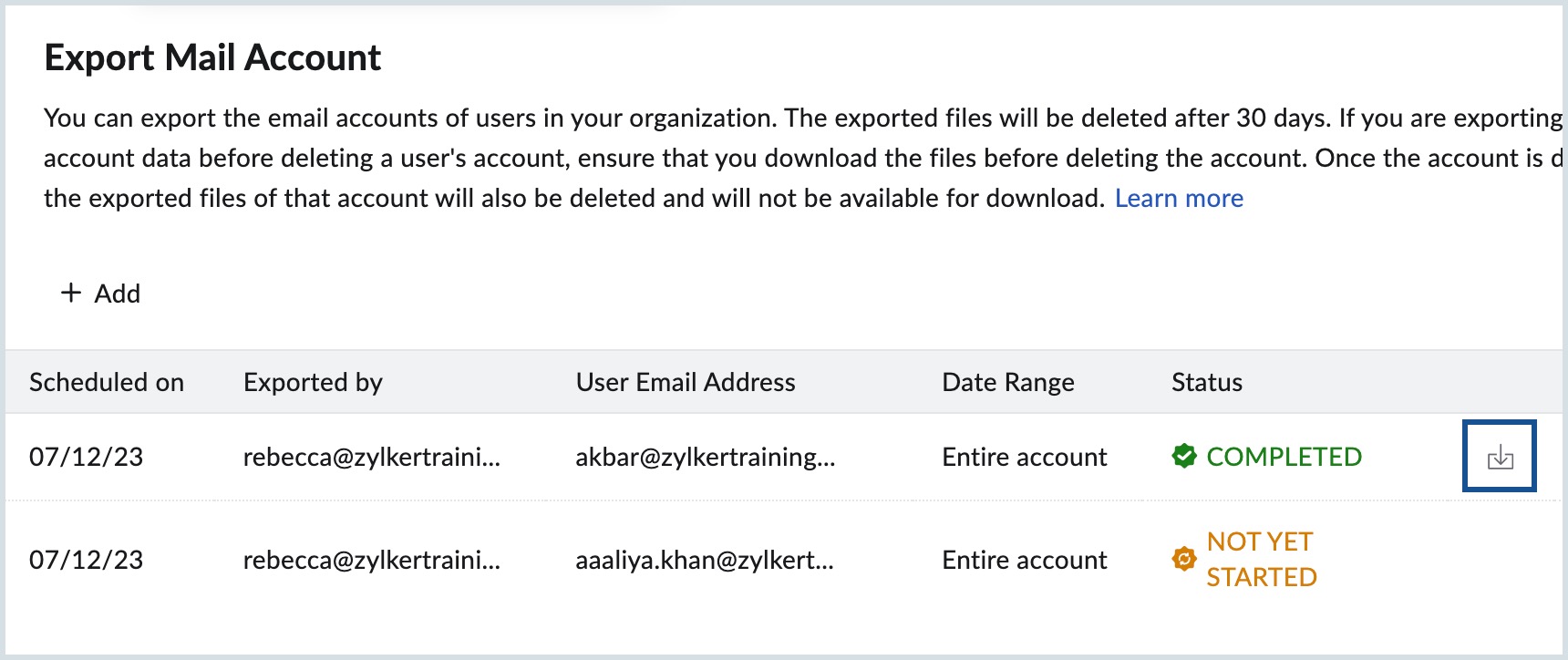 Download the Export Export Mail Account