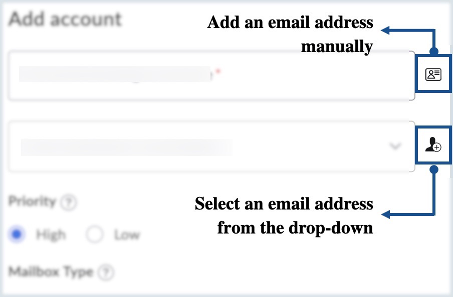 Toggle Email Address Selection email address selection