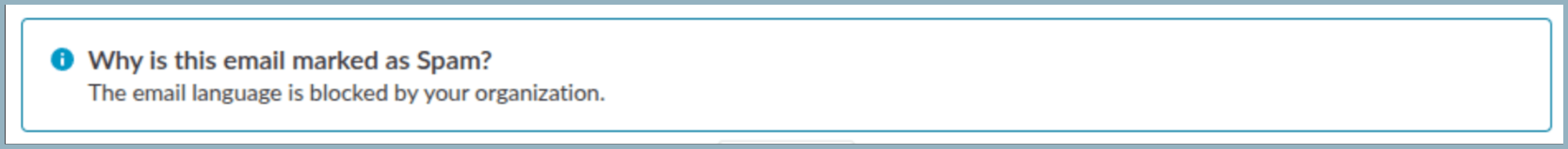 Email language blocked by organization Email language blocked by organization