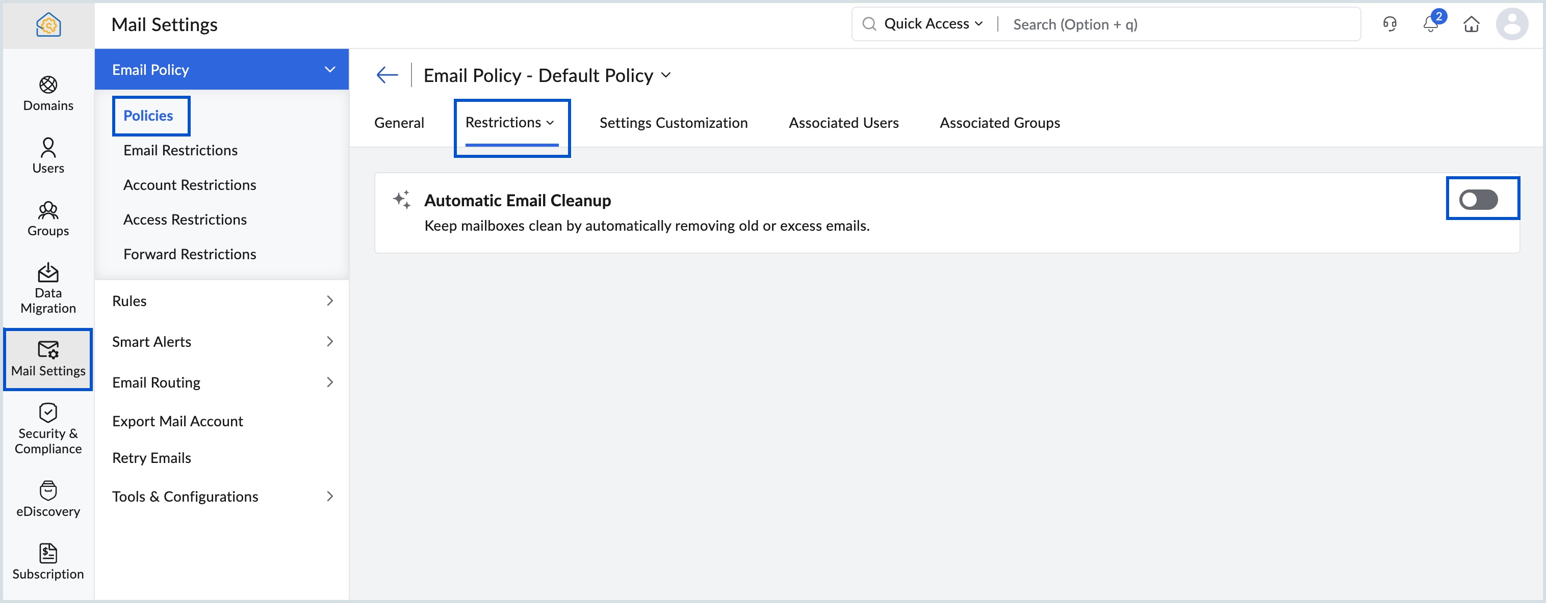 Enable automatic cleanup Enable automatic cleanup