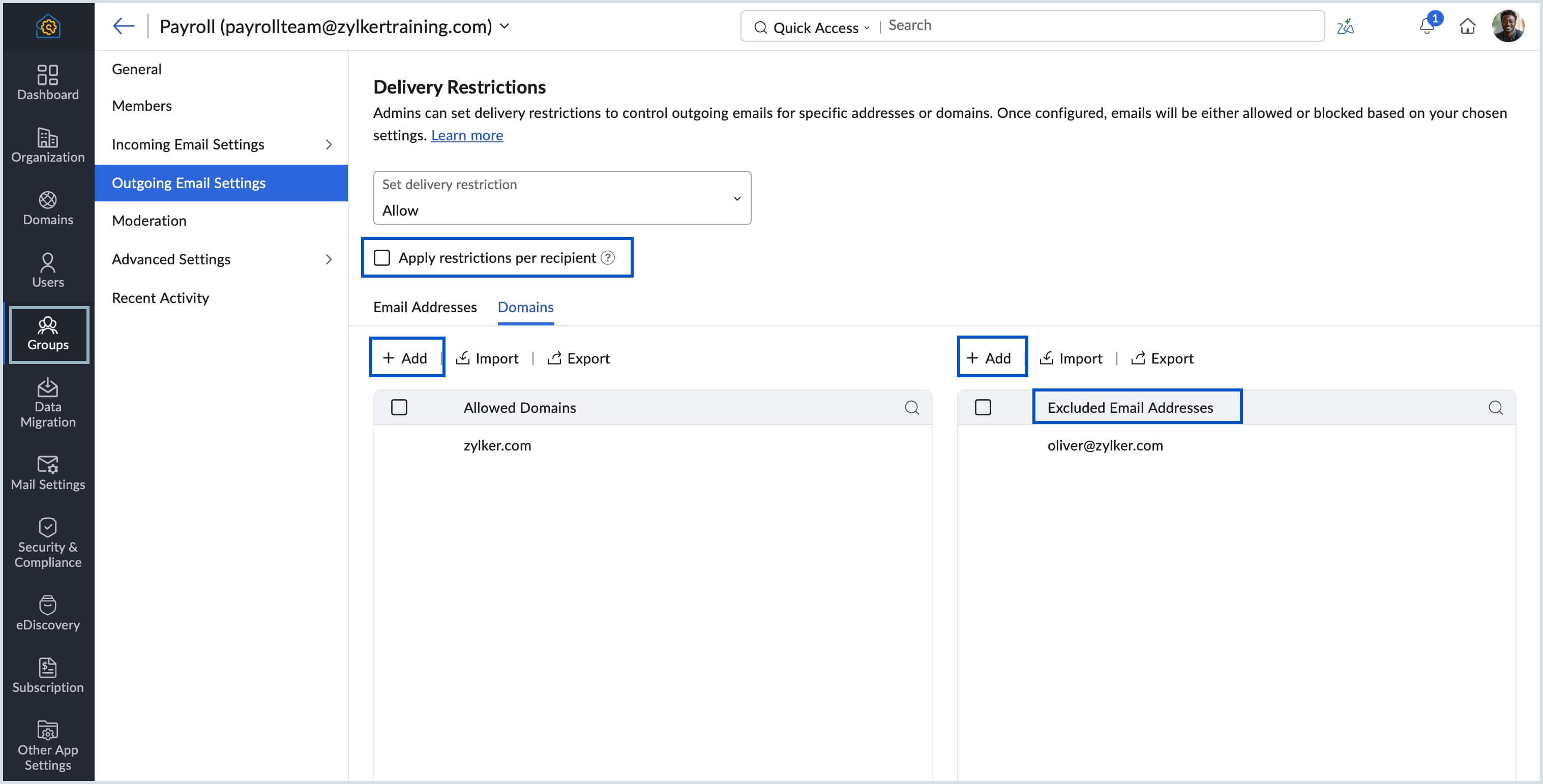 Exclude email address Exclude email address