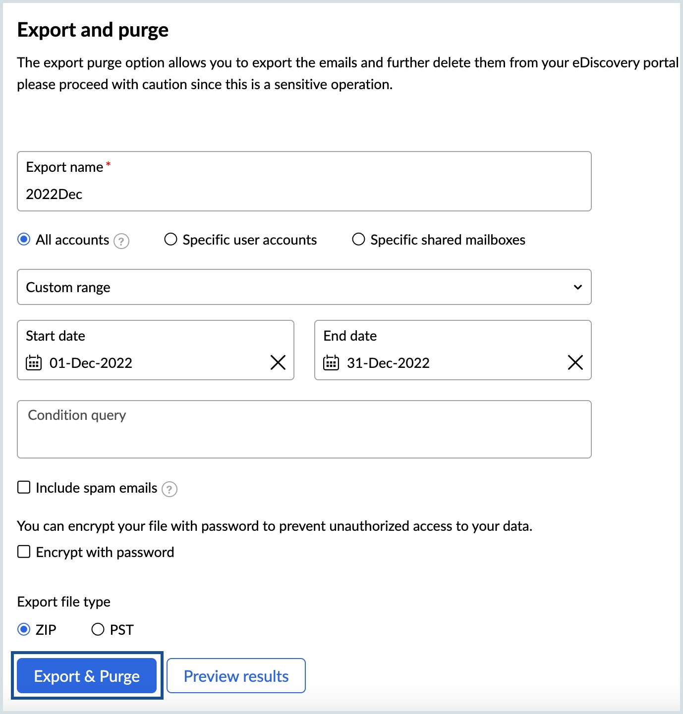 Export and purge emails Export and purge emails