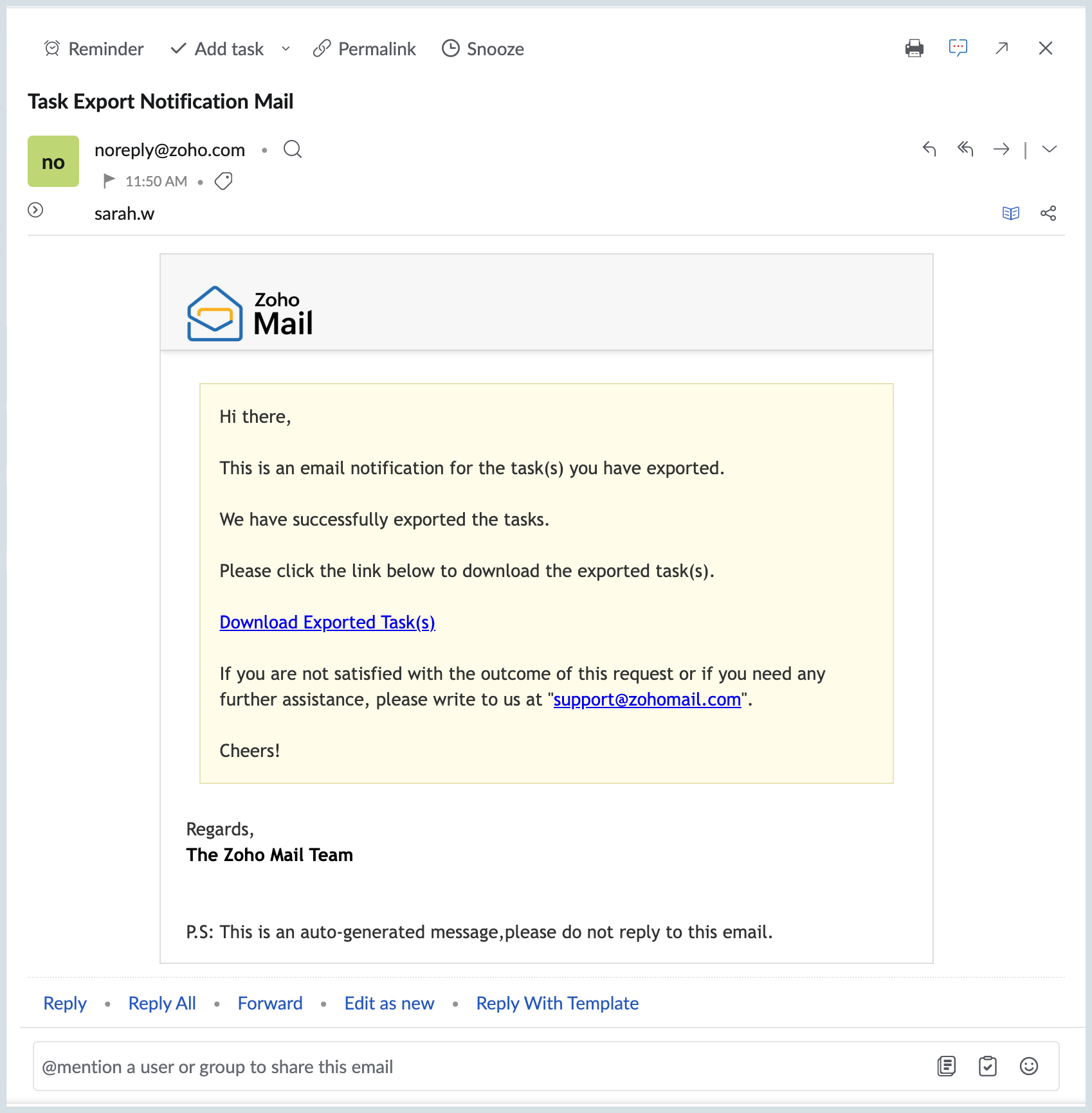 Export mail