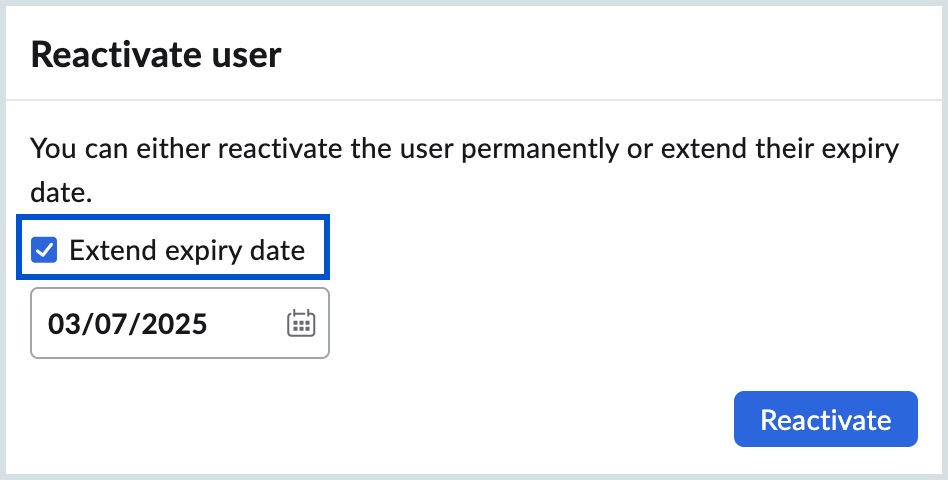 Extend expiry date