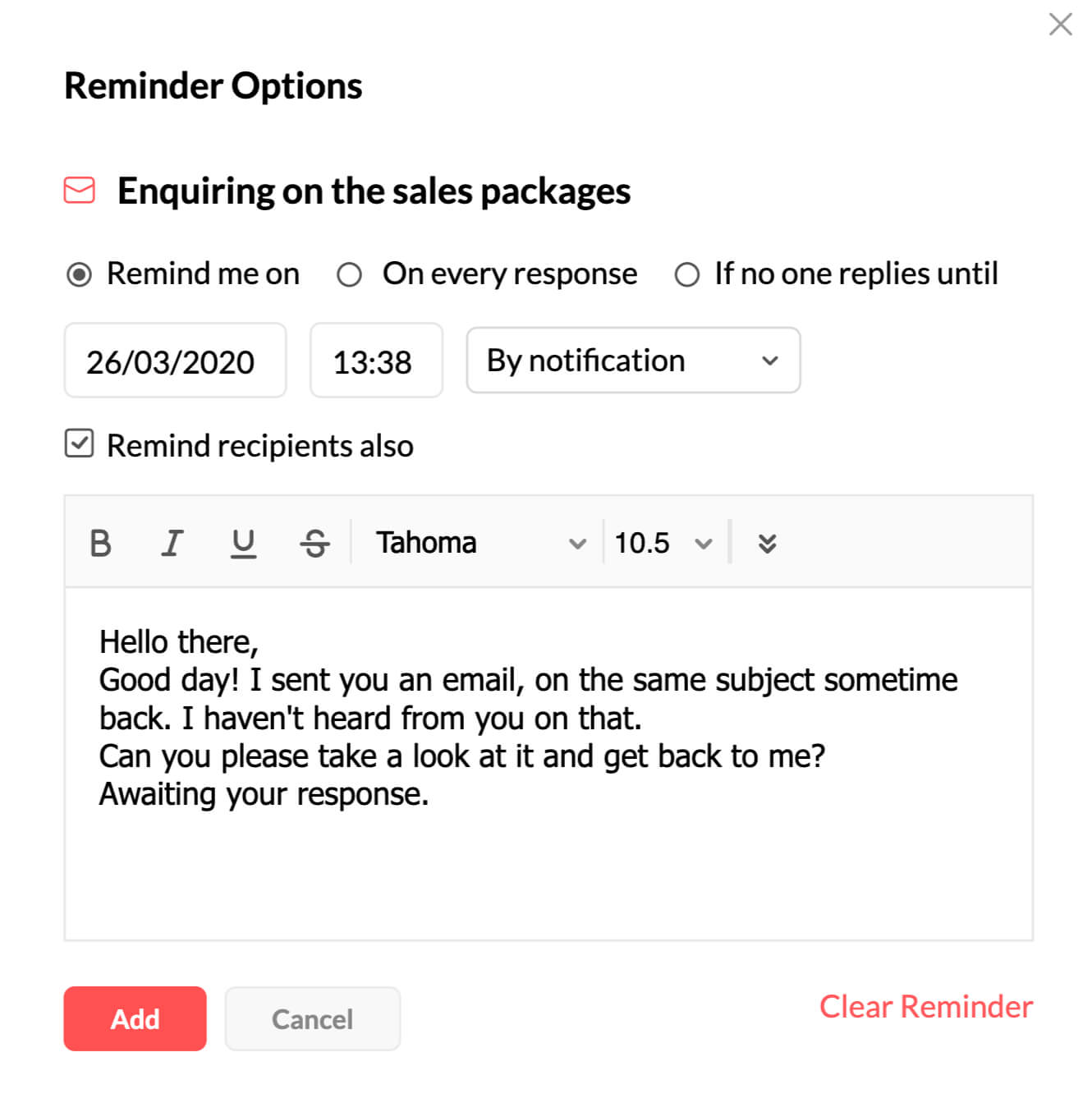Sending reminder emails