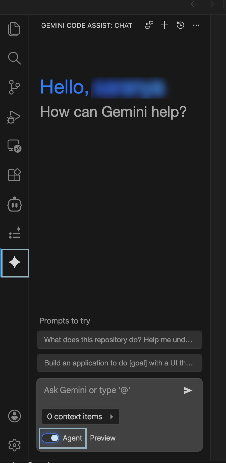 Enable agent mode ON Enable agent mode ON