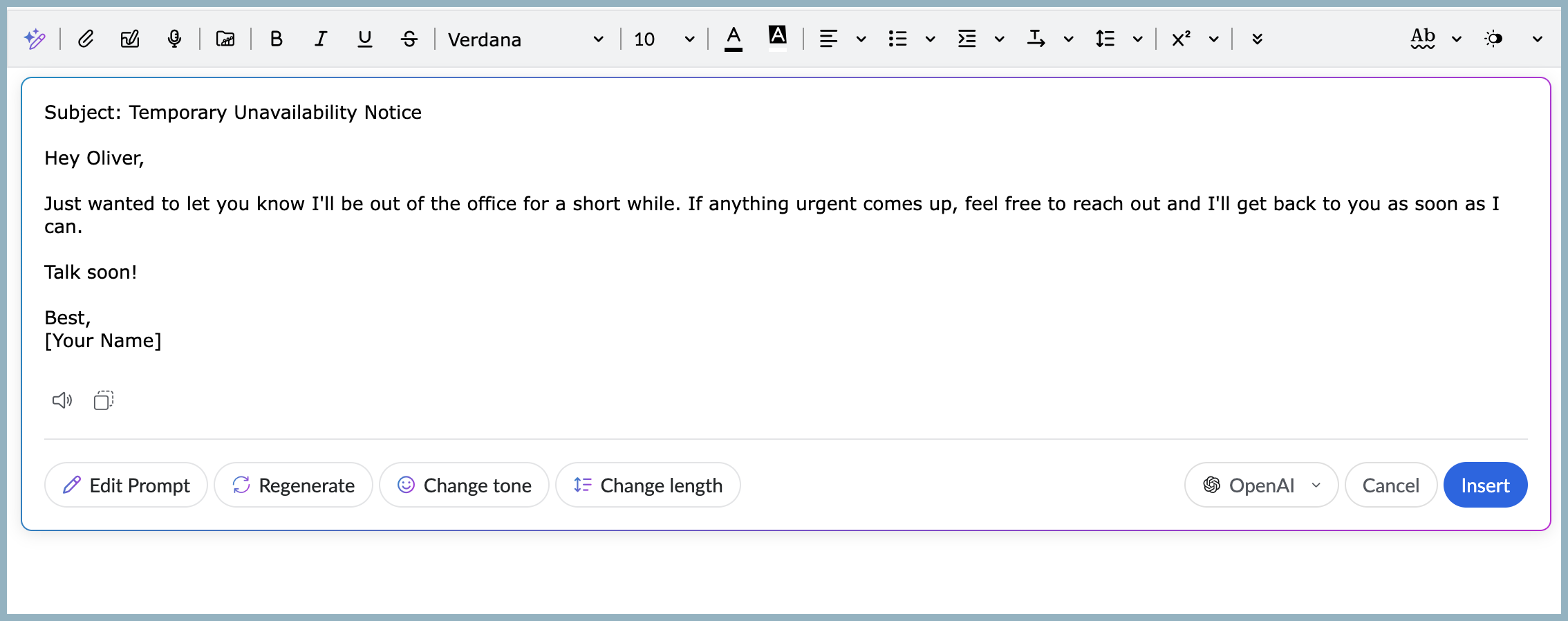 Generated Content with Zia