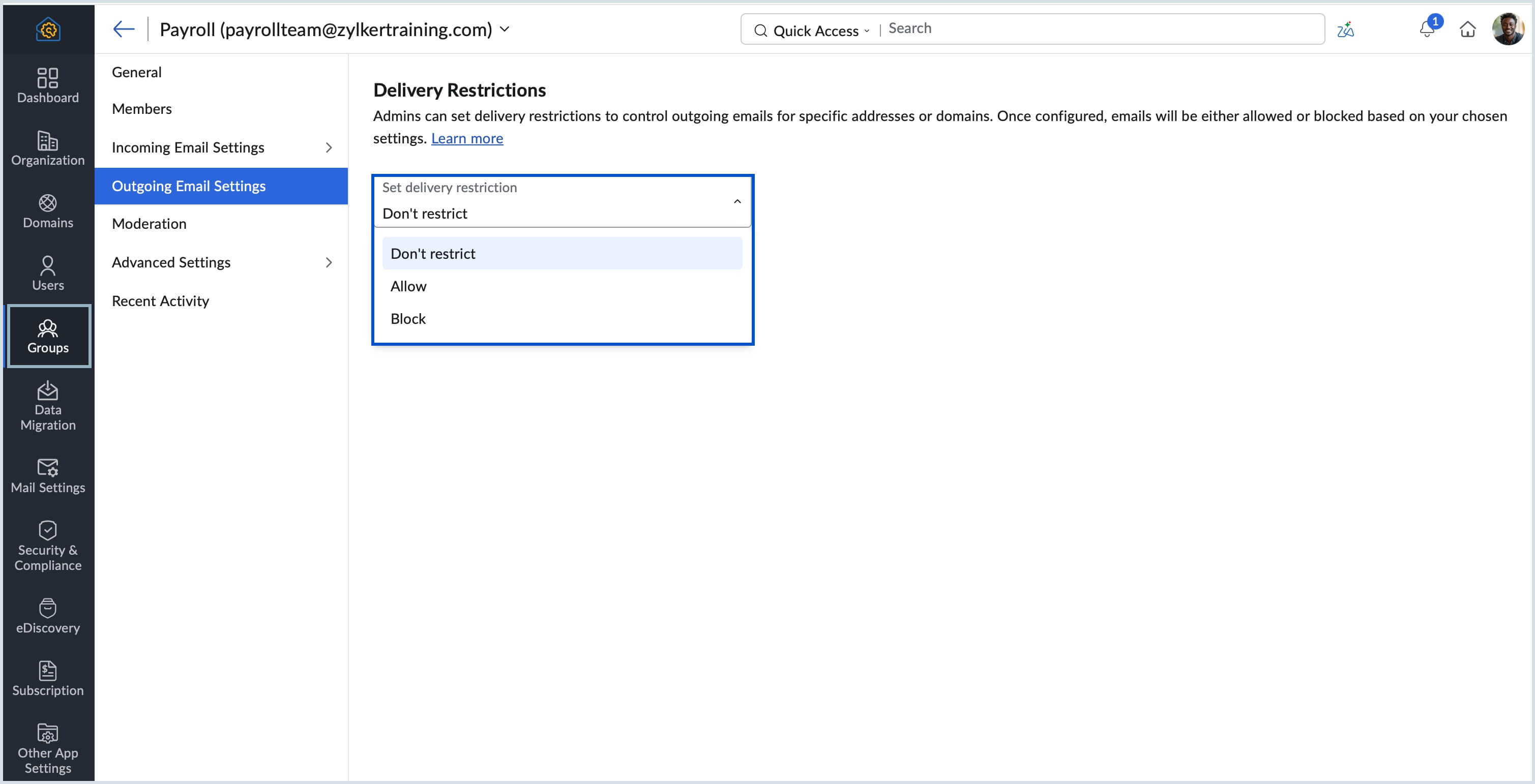 set delivery restrictions set delivery restrictions