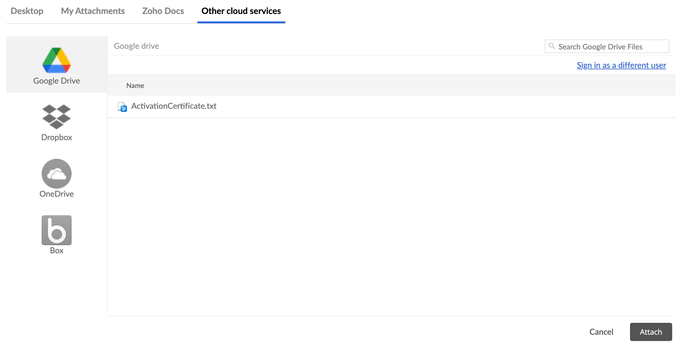แนบจากคลาวด์