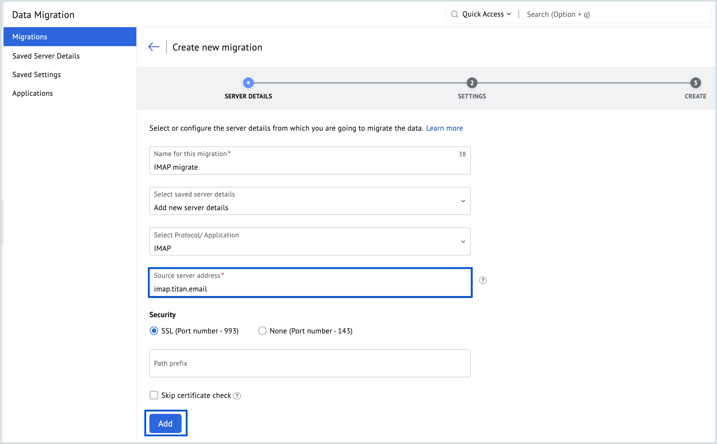 IMAP for Titan Email to Zoho Mail IMAP for Titan Email to Zoho Mail