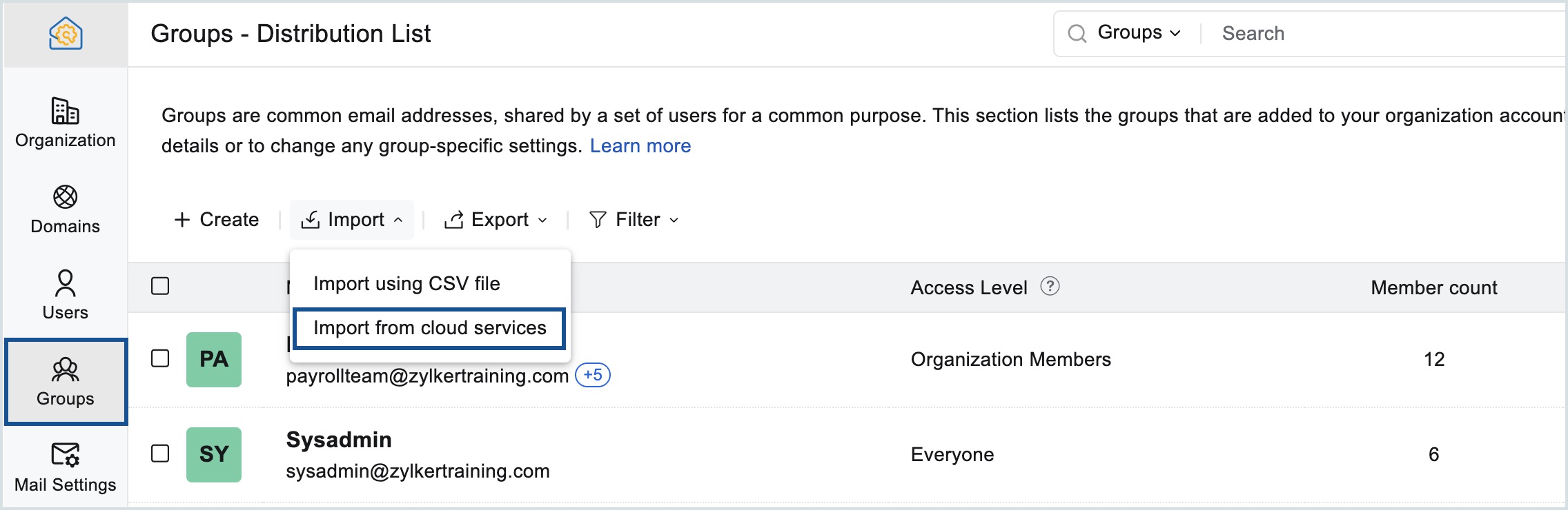 import groups from cloud services import groups from cloud services