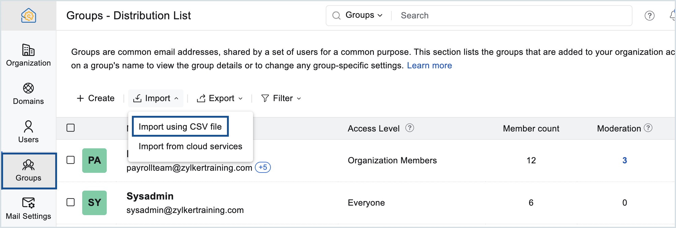 Import groups using CSV import groups using CSV