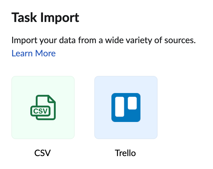 Task import options
