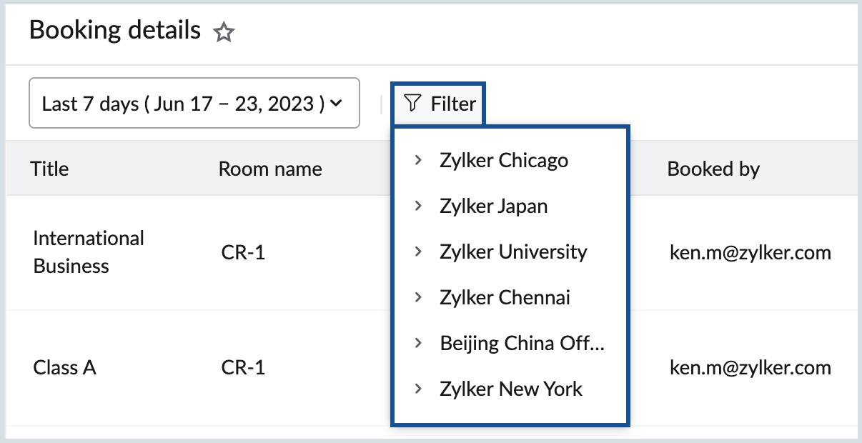 Filter based on location filter location