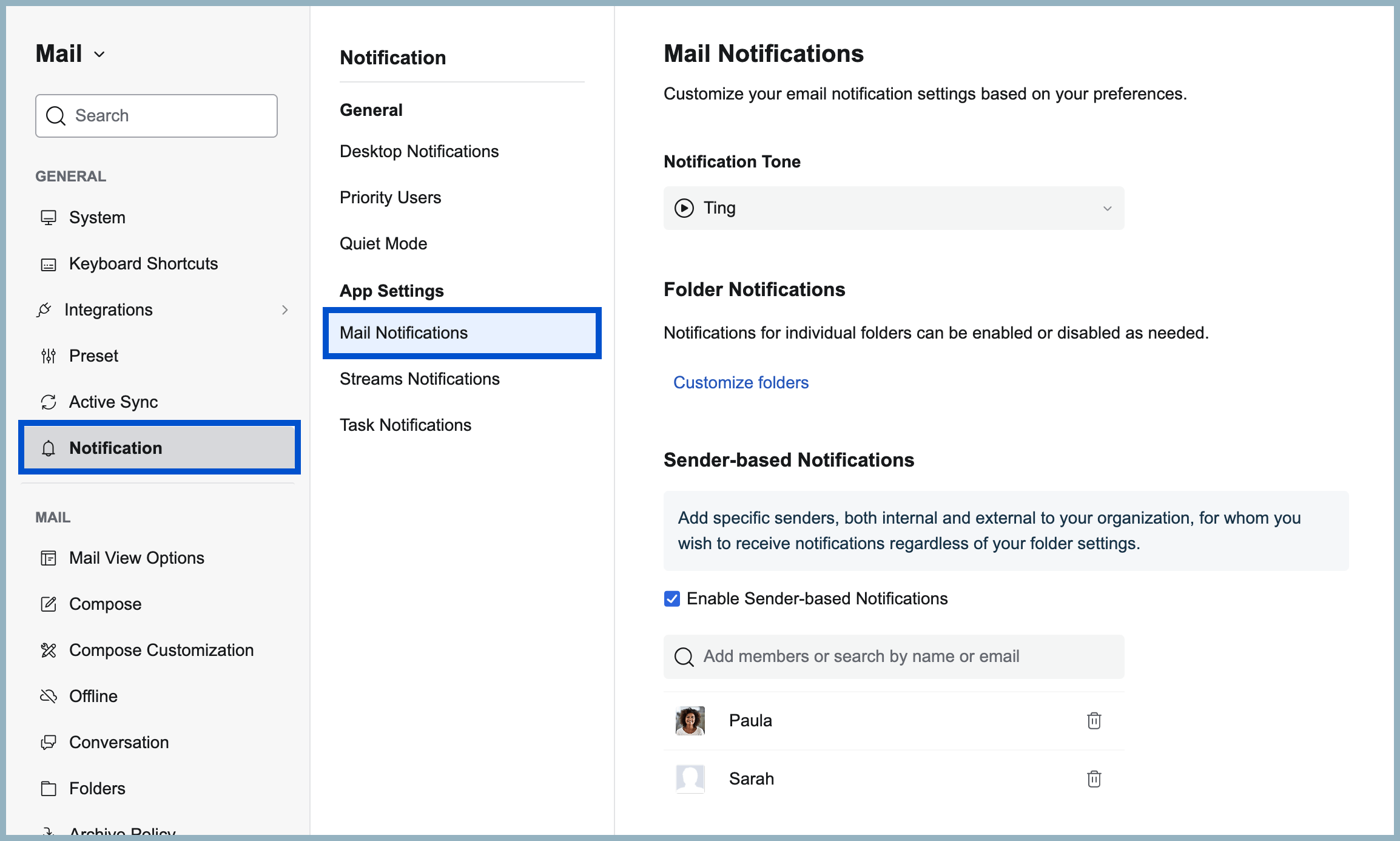 Mail notifications Mail notifications