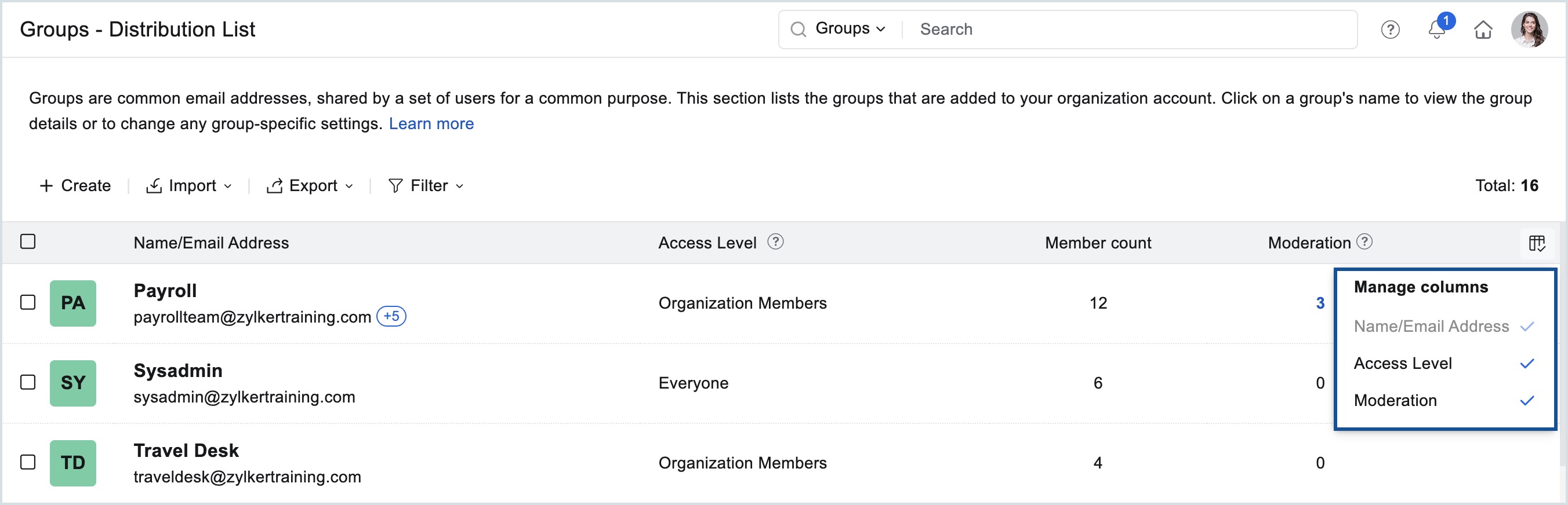 manage group column views manage group column views