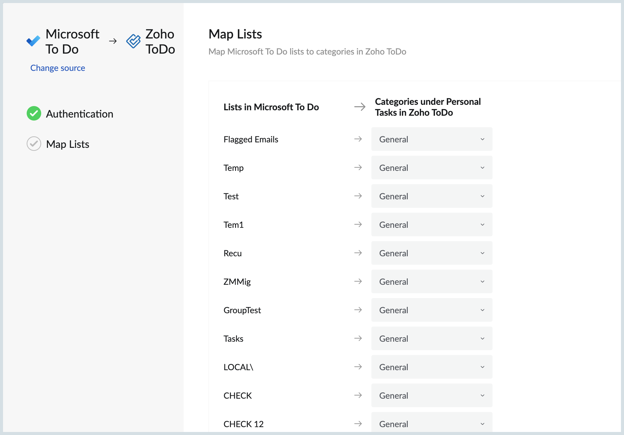 Map lists