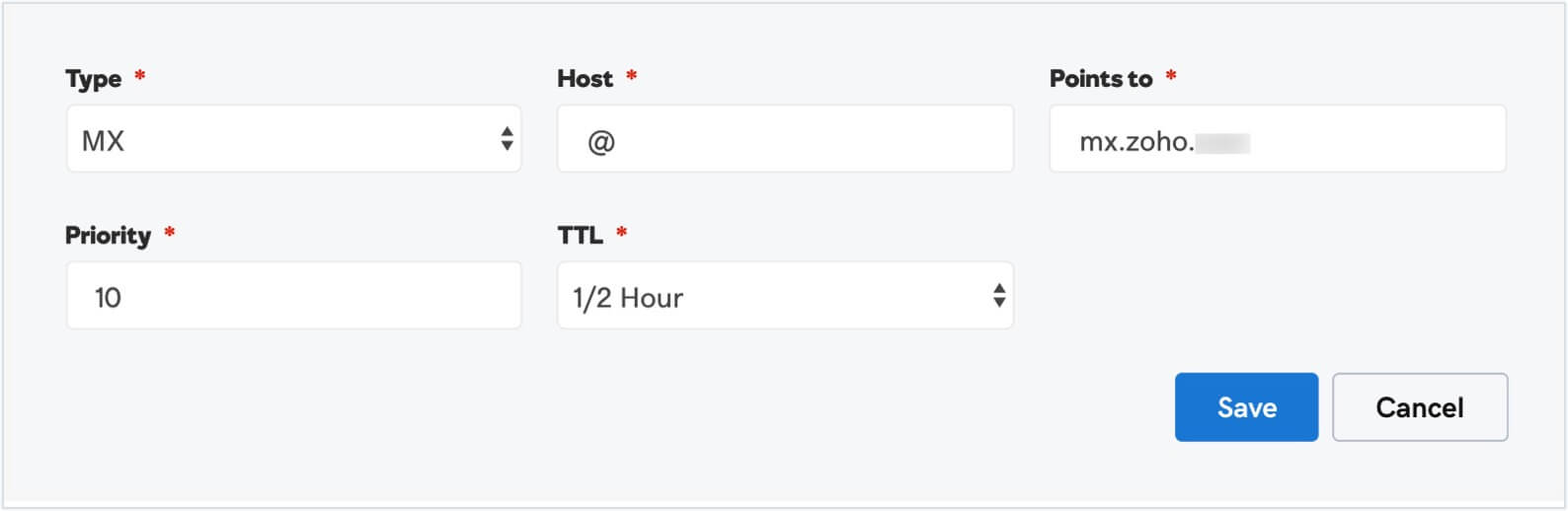 MXレコード値: MXレコード値:
