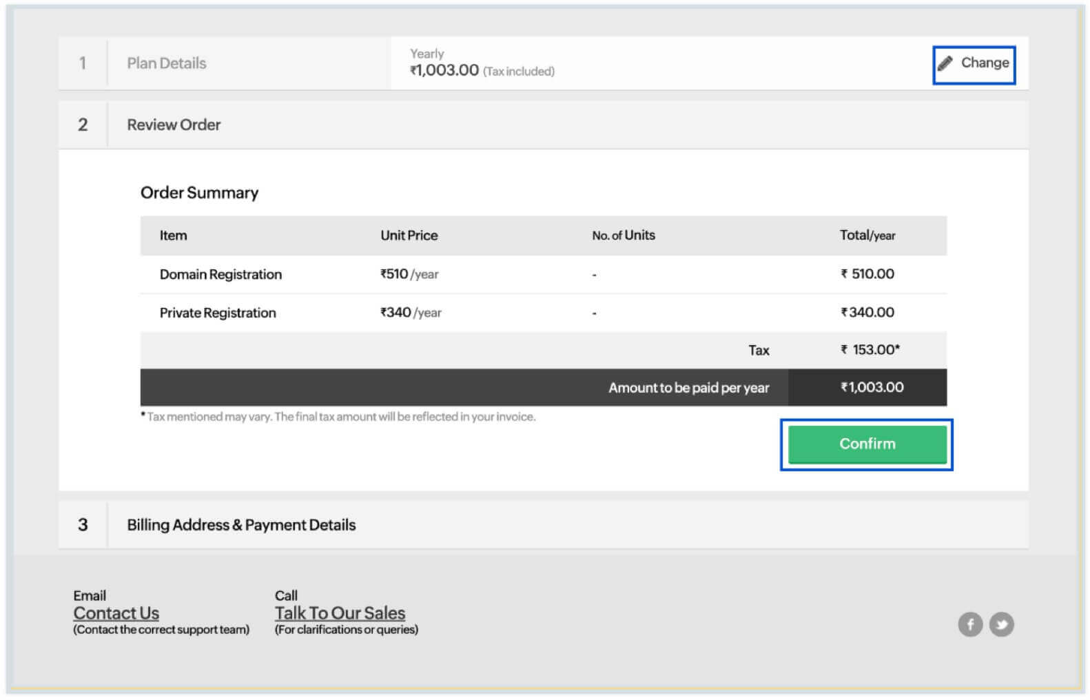 Confirm your order summary Confirm your order summary