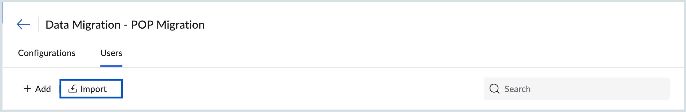 Import users for POP migration Import users for POP migration
