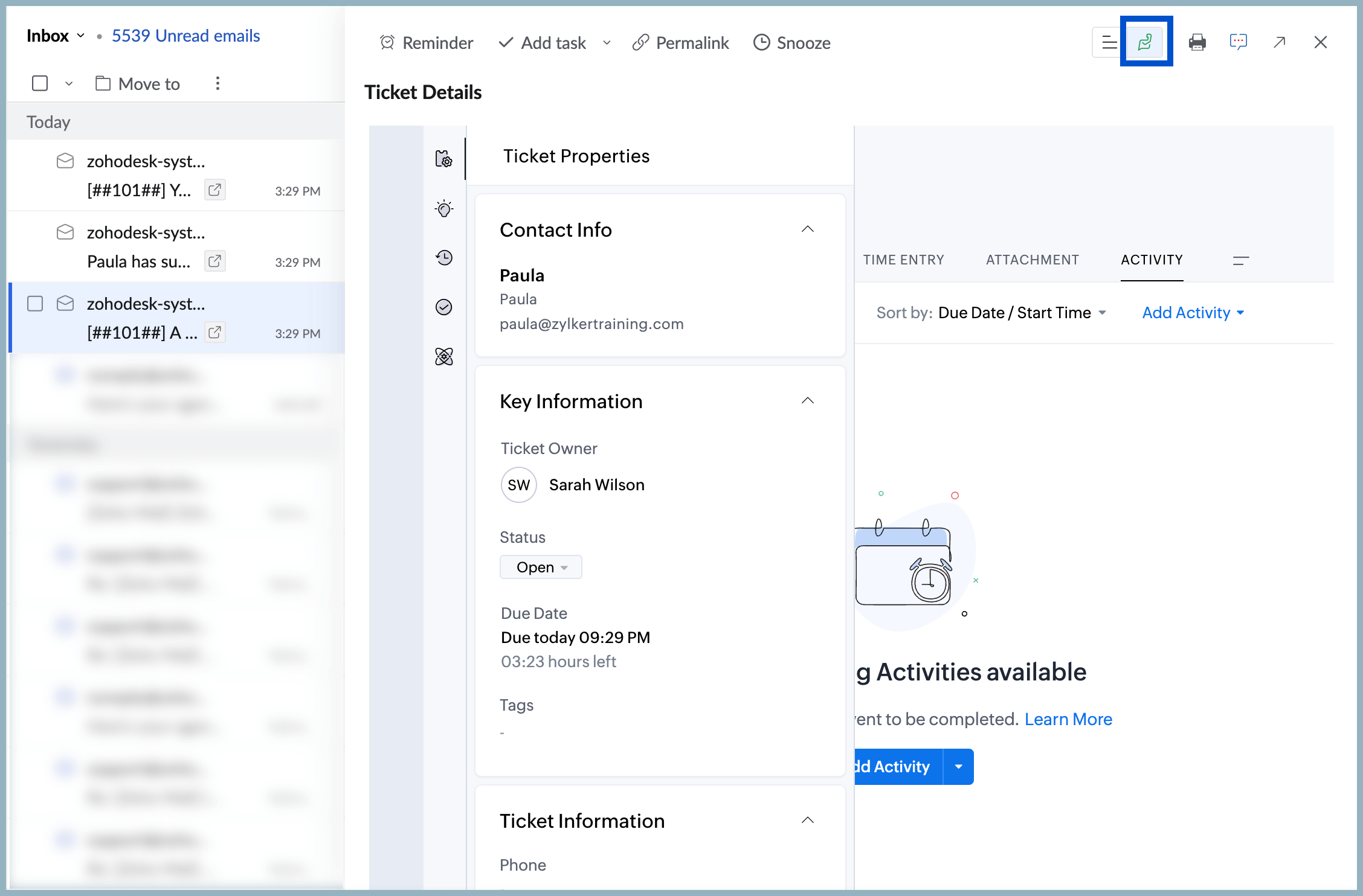 Zoho Desk Notifications in Zoho Mail Zoho Desk Notifications in Zoho Mail