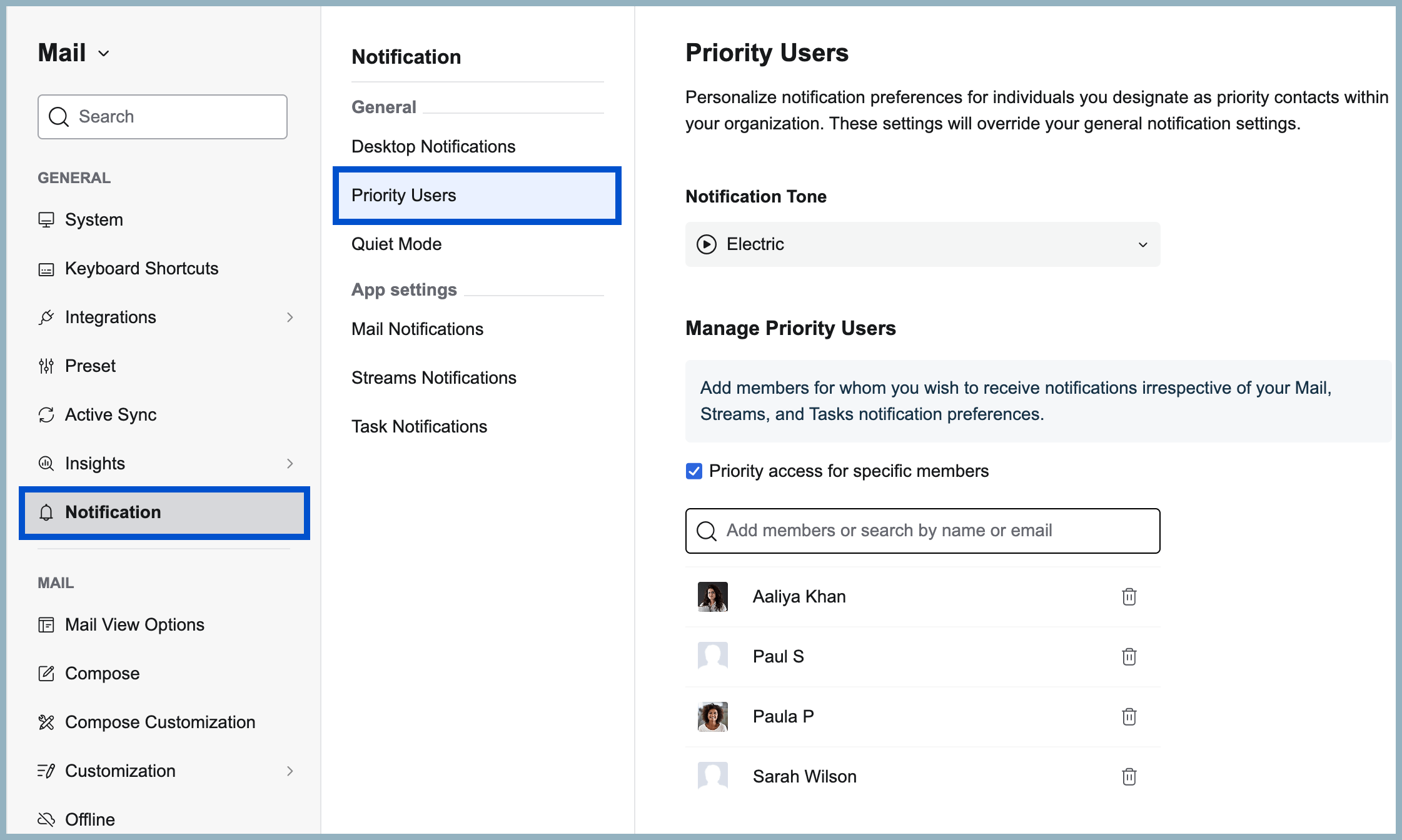 Priority users notifications Priority users notifications