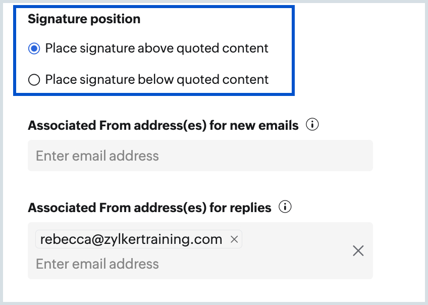 Signature in replies Signature in replies