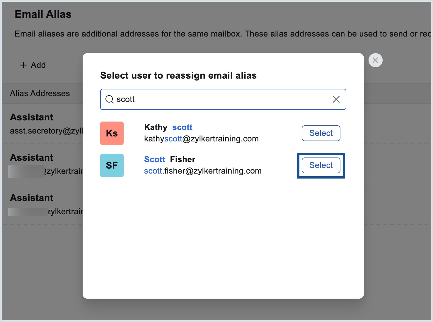 reassign email alias