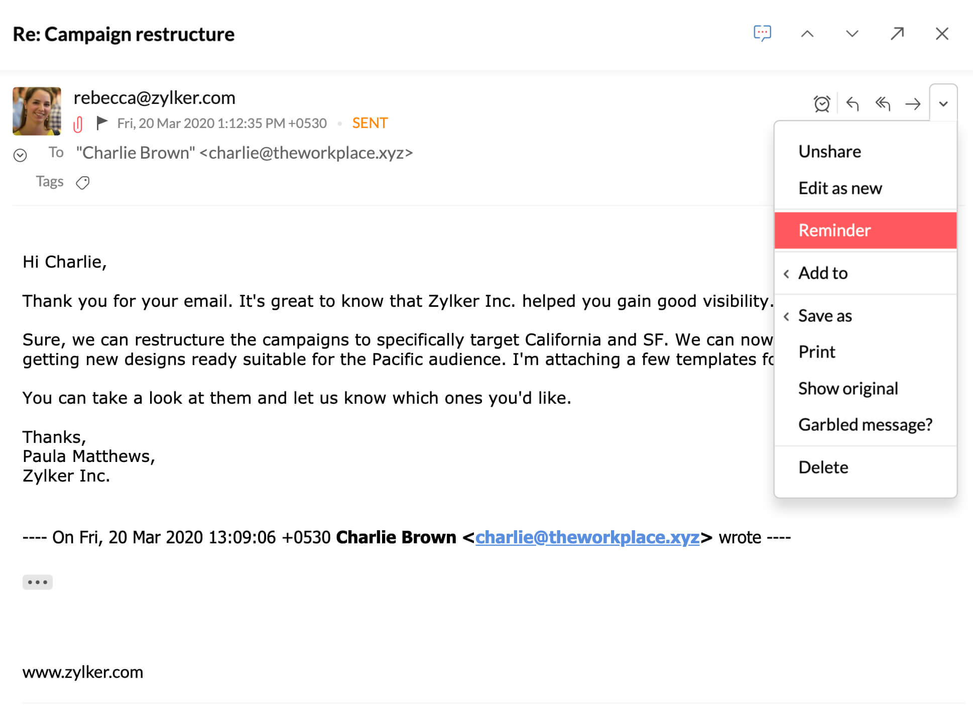 Follow up email - Conditions