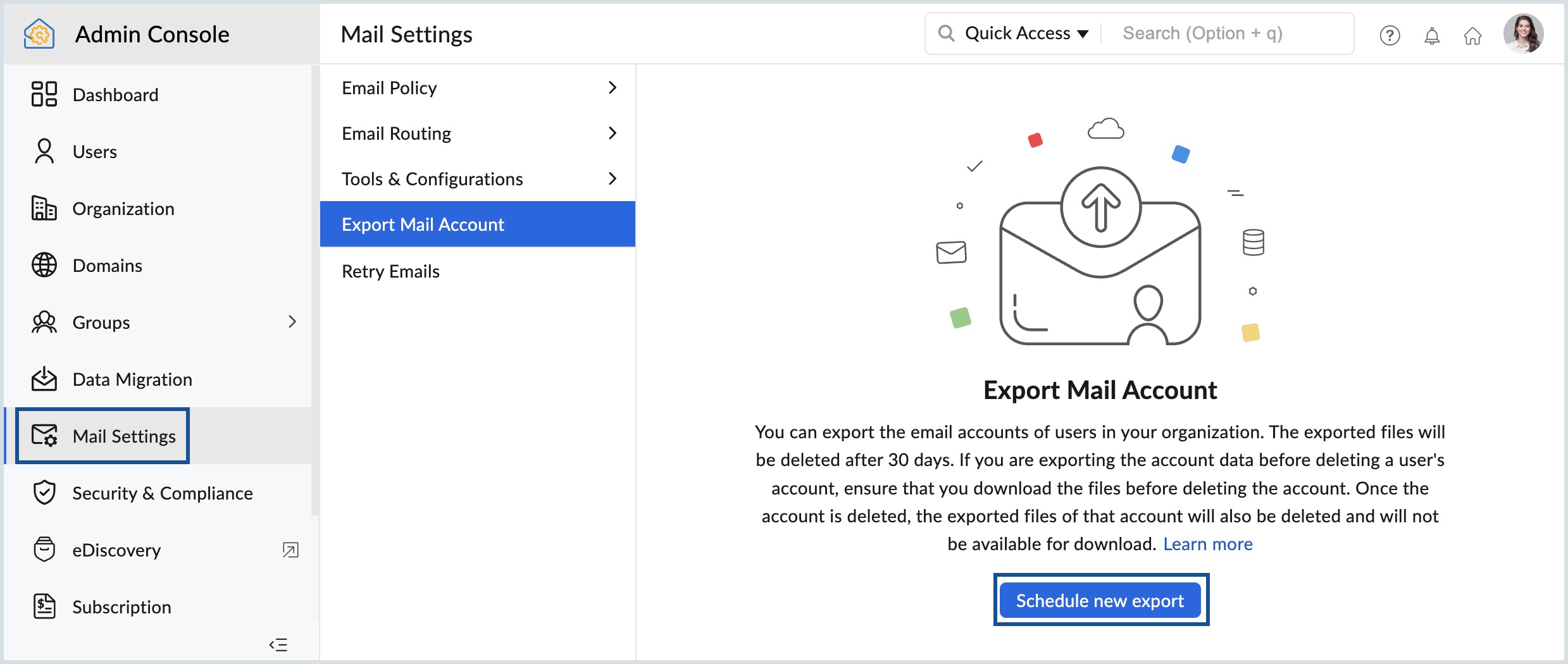 Export a Mail Account Export Mail Account