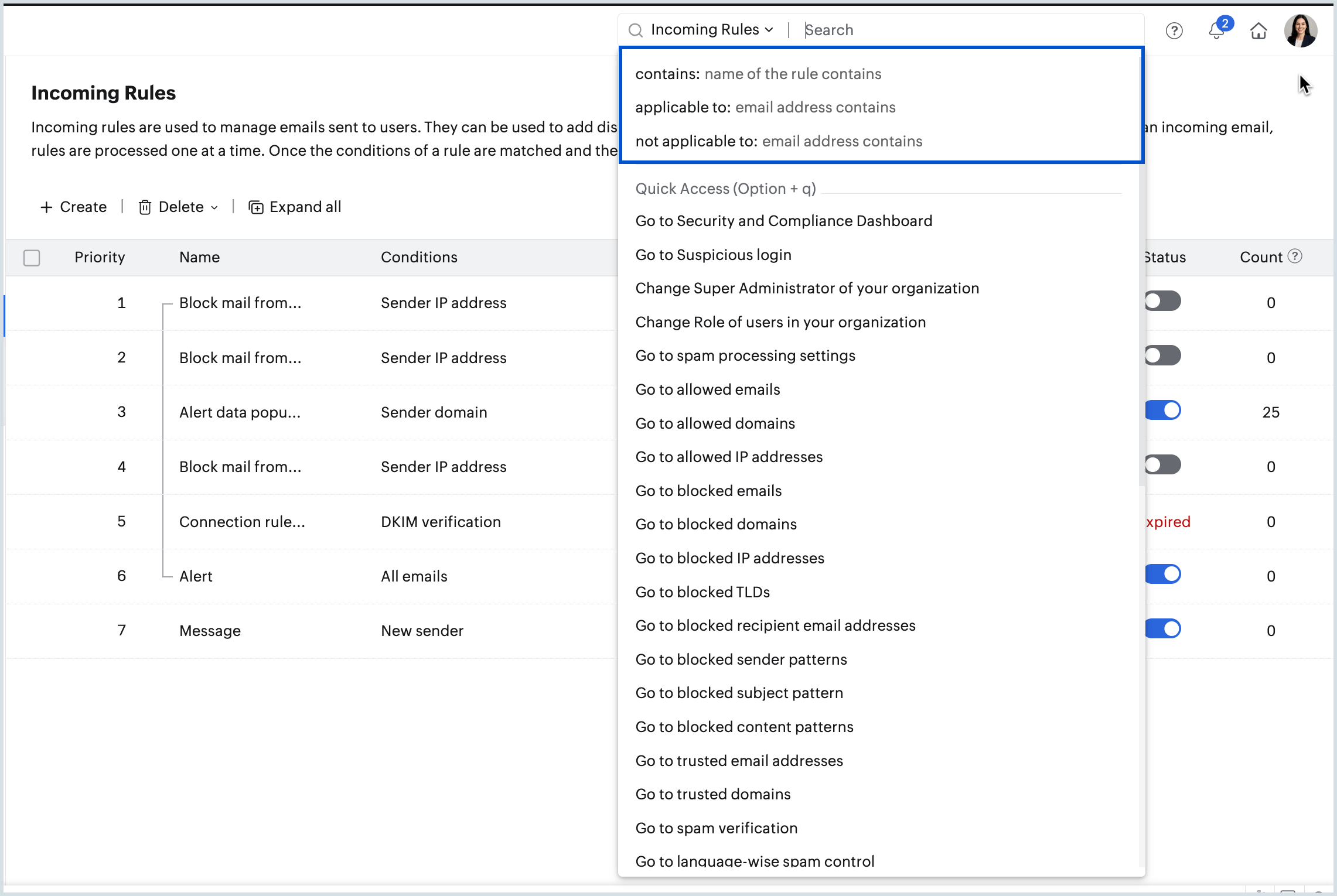 Search rules