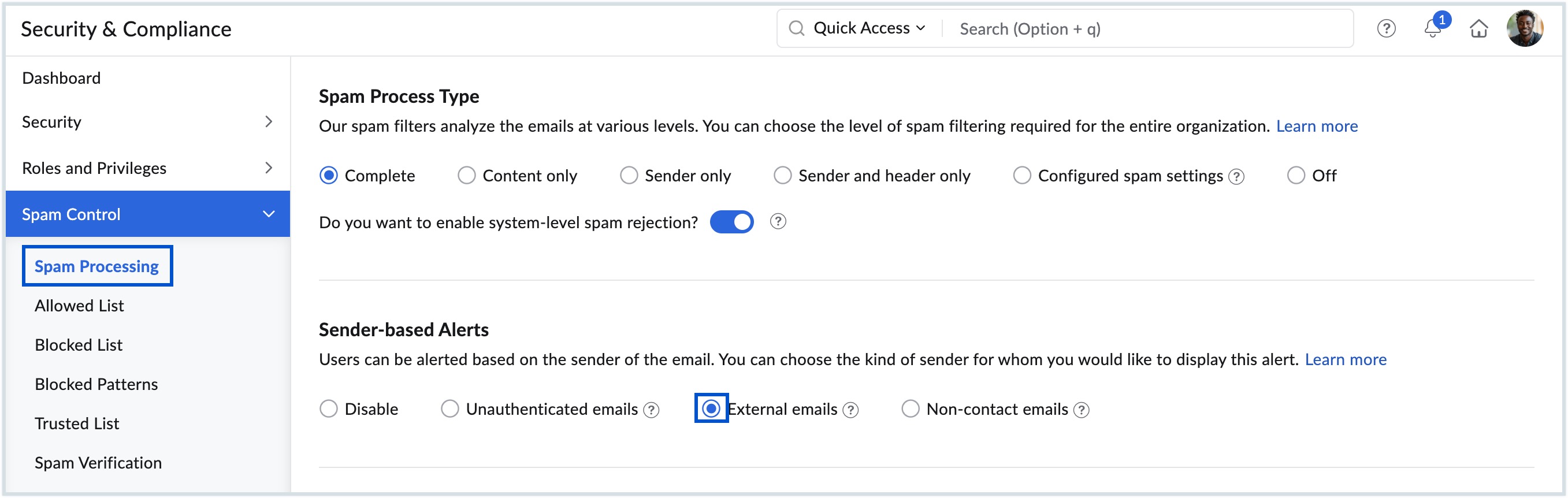 Sender based alerts