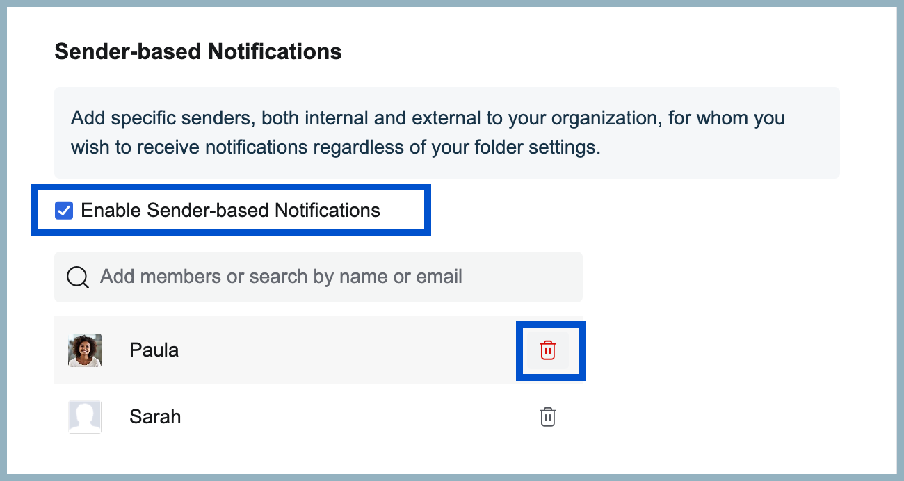 Sender based notification Sender based notification