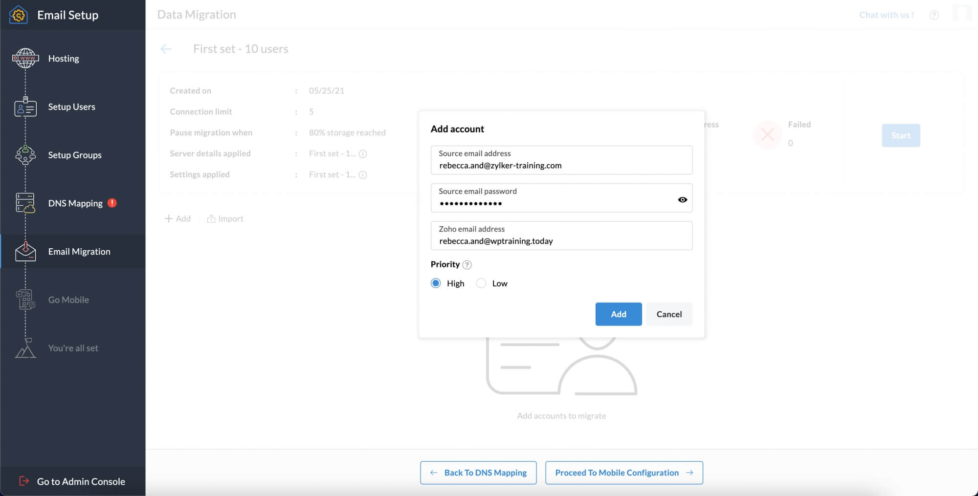 Add accounts to migrate Add accounts to migrate