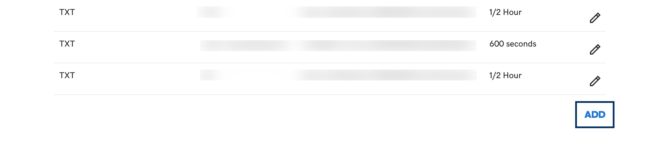 Add TXT record in DNS record page Add TXT record in DNS record page