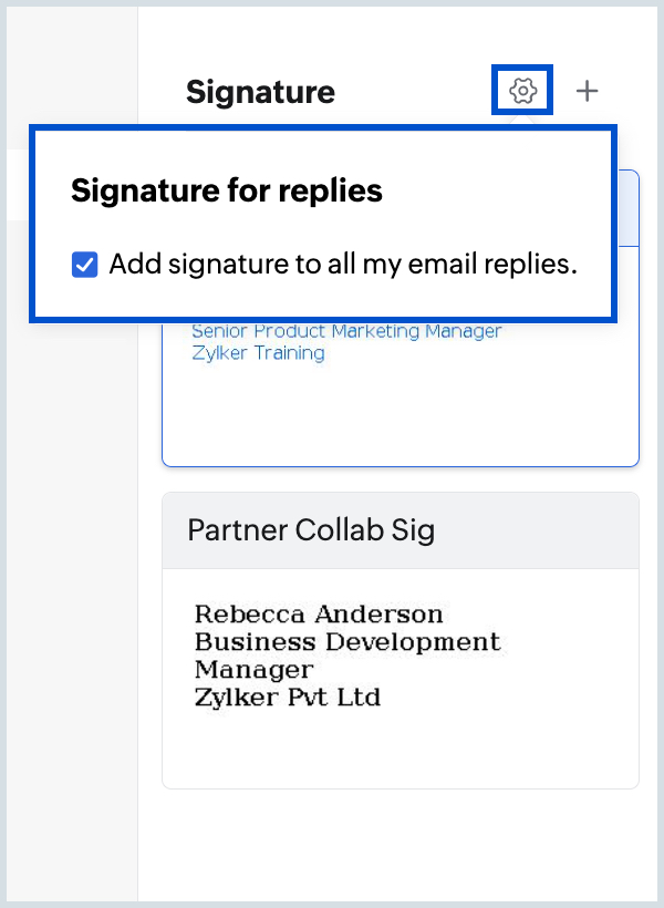Signature in replies Signature in replies