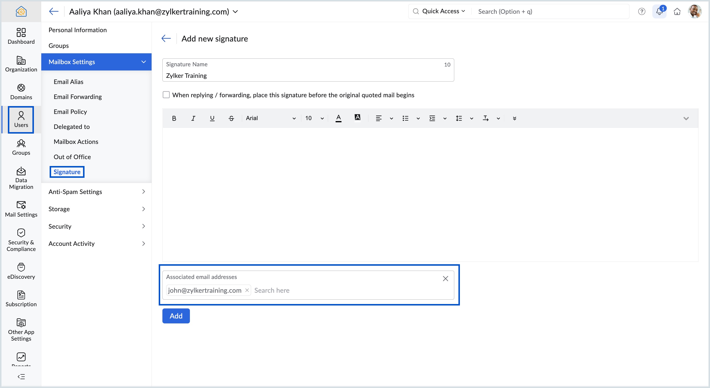 Troubleshooting for configured email signatures