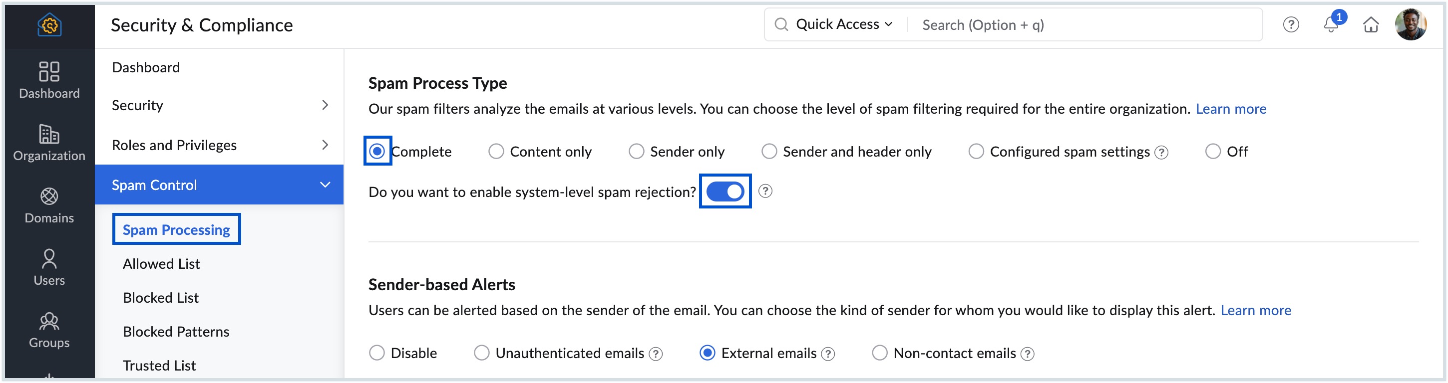 Spam process type