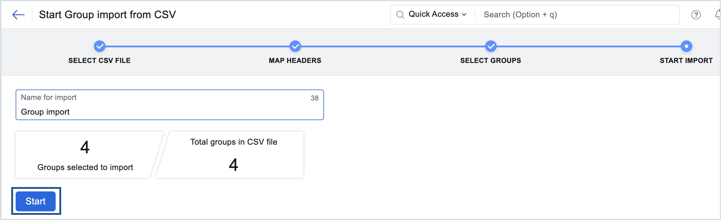 start importing groups start importing groups