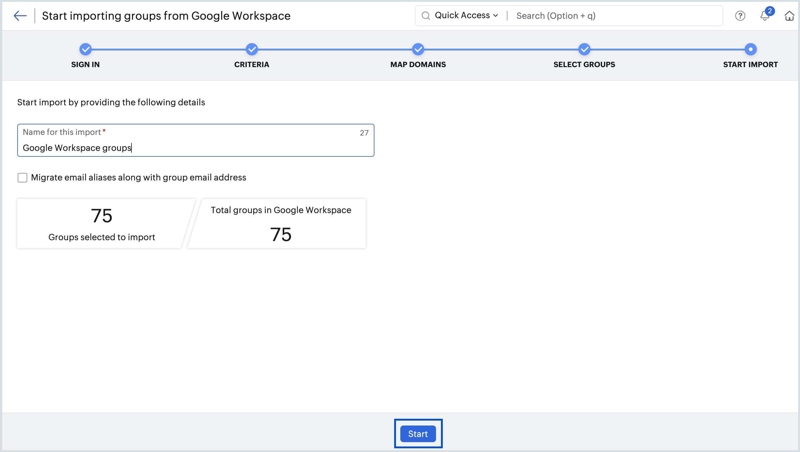 start import from Google Workspace start import from Google Workspace