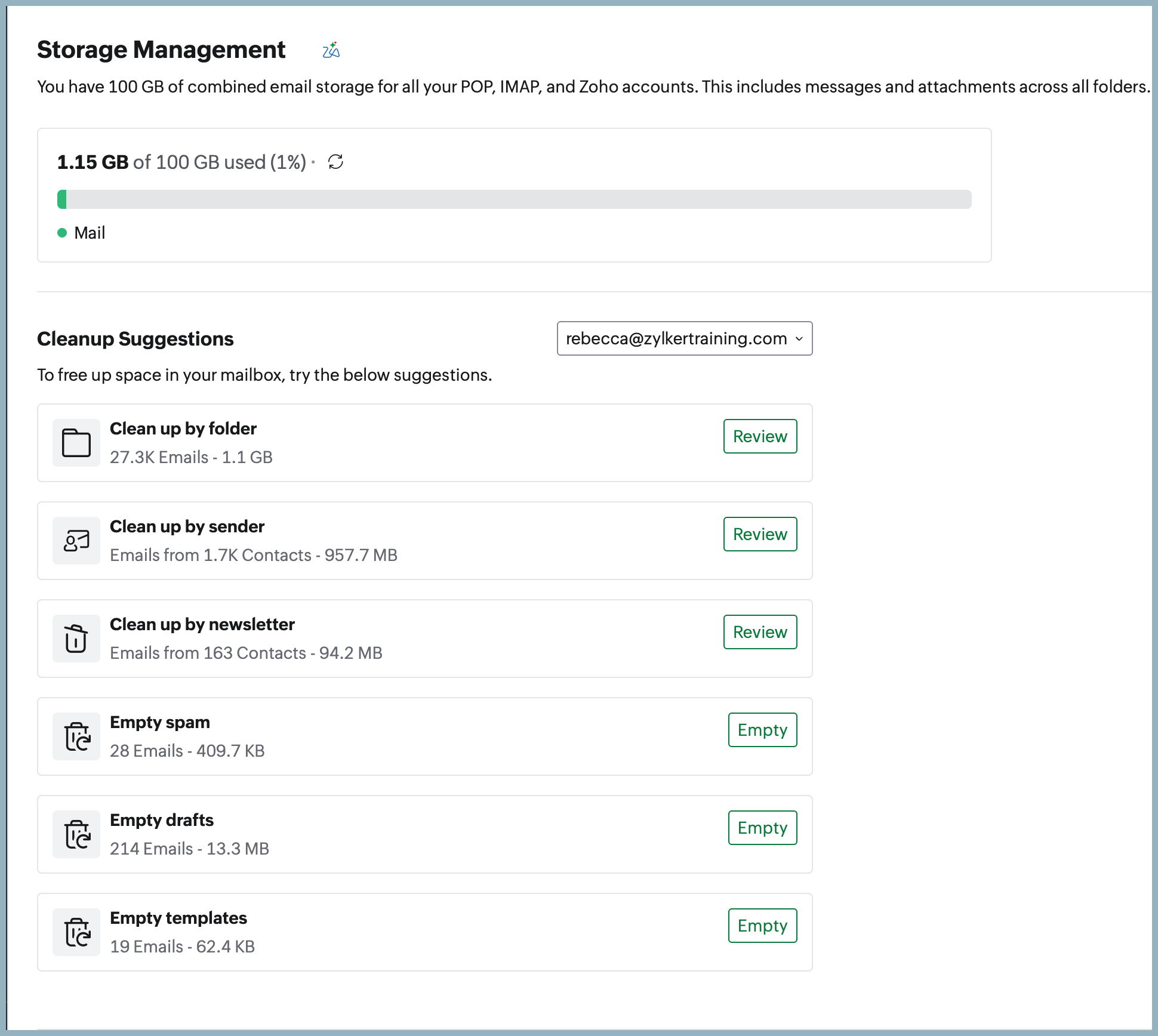 Storage Management eWidget