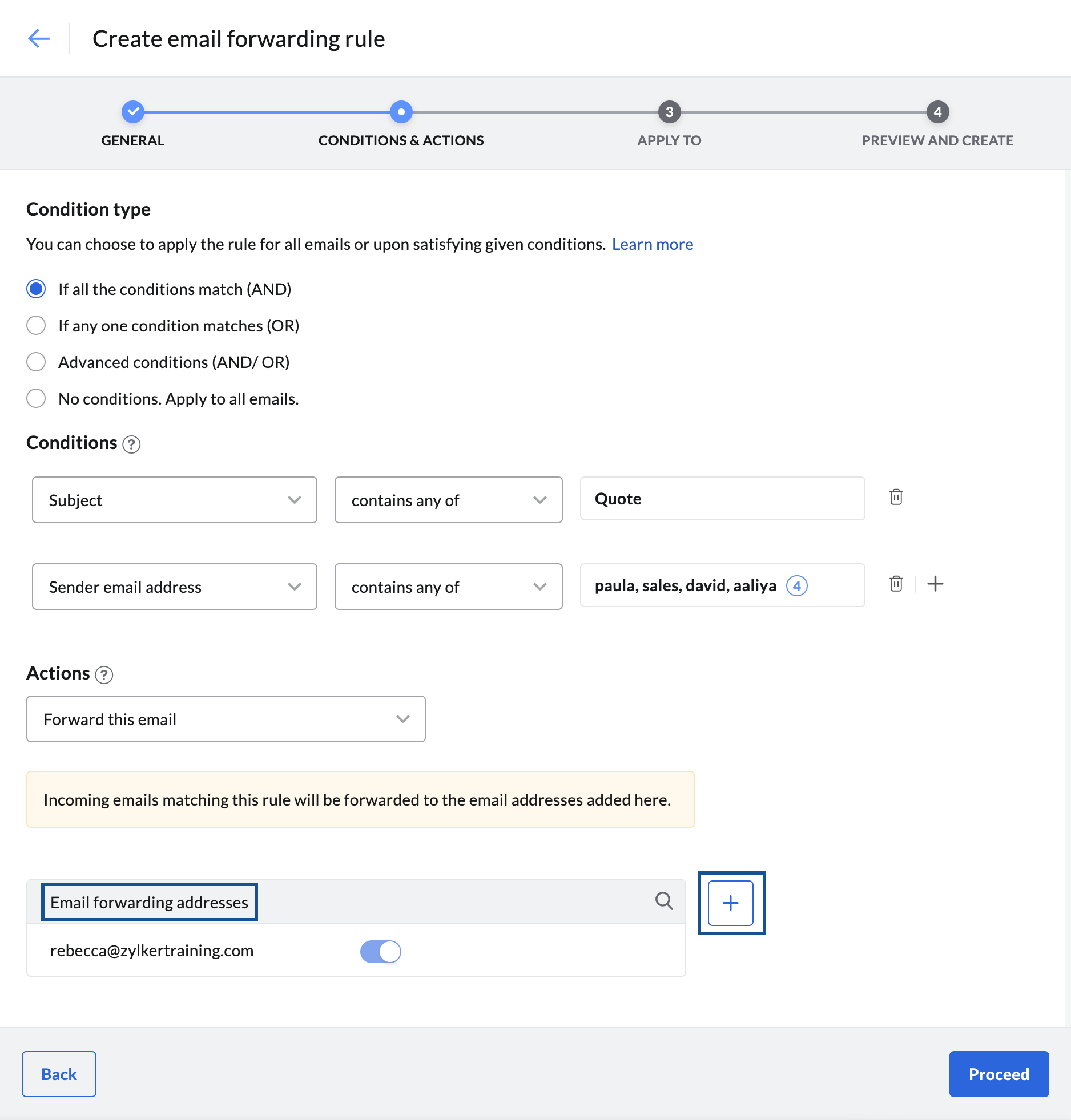 Transport Rule Condition