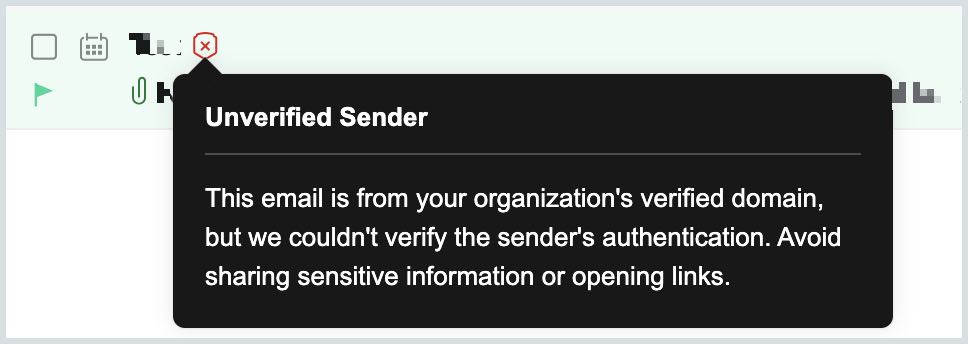 Unverified sender info