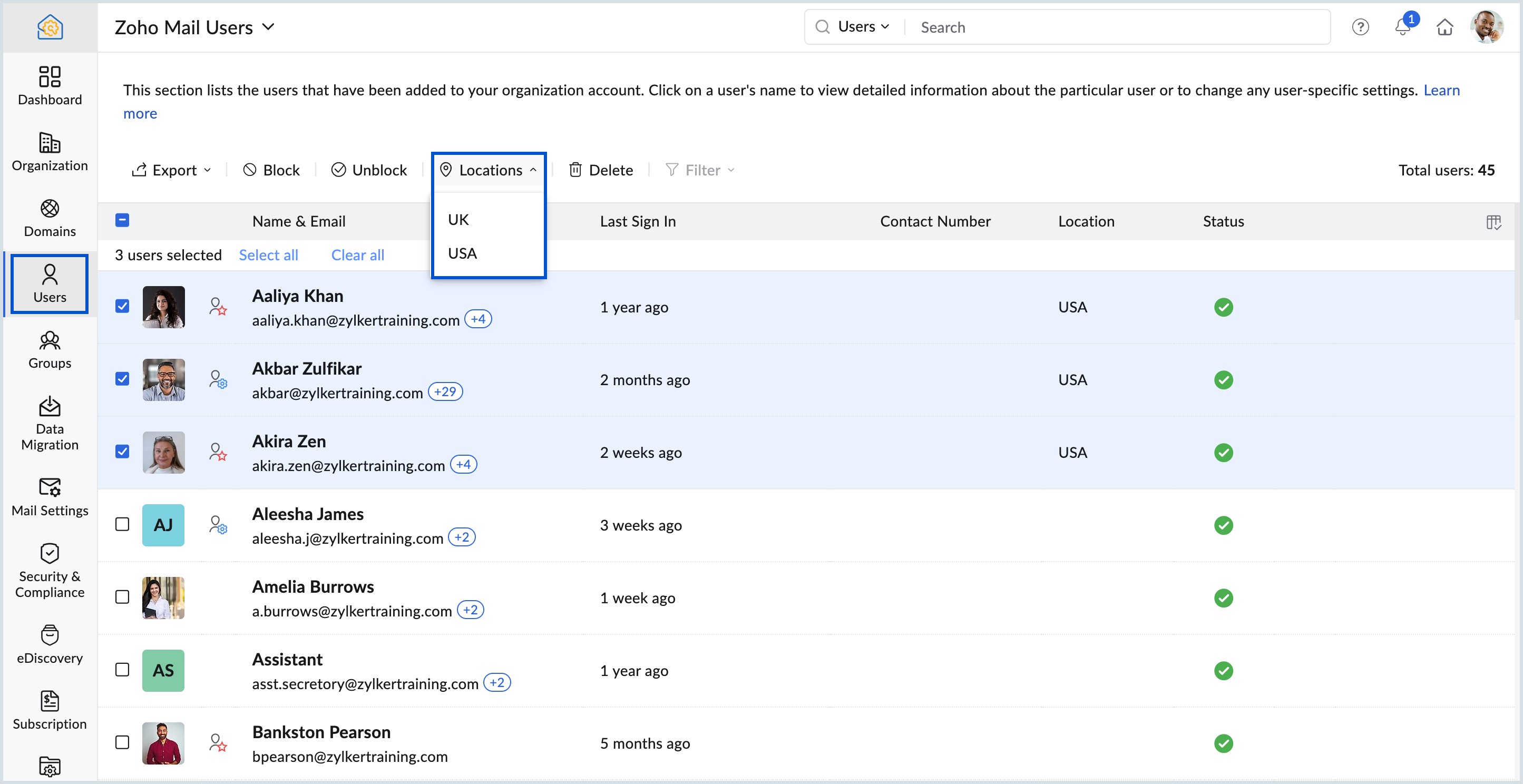 user location change