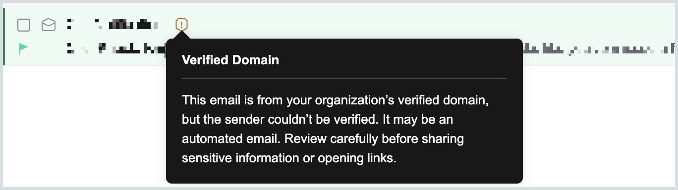 Verified domain info