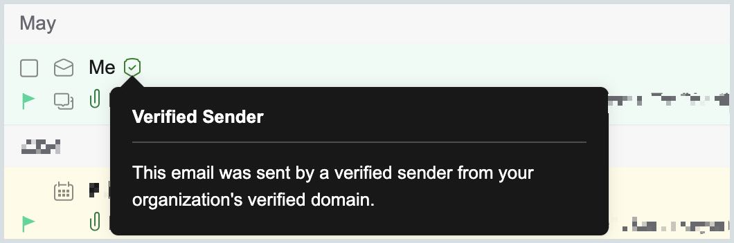 Verified sender info