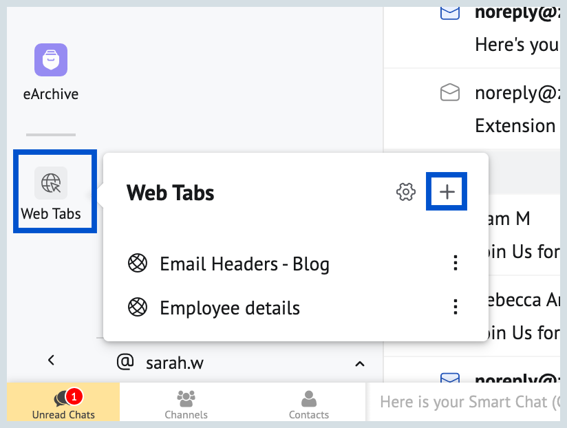 Create Web Tabs from left pane