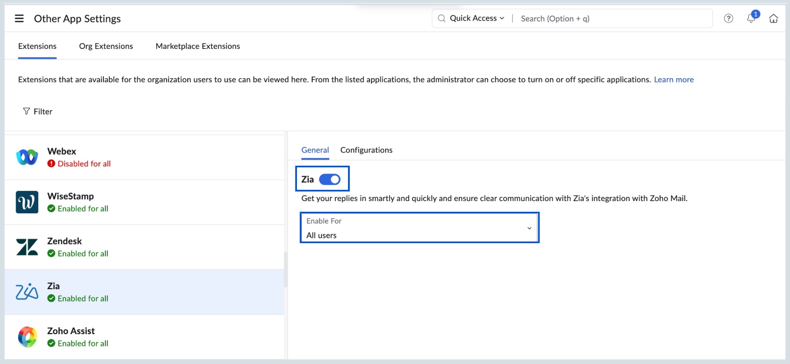 Enable Zia Enable Zia