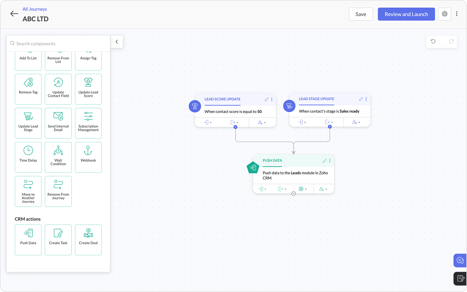  contact stage tracking work between Zoho Marketing Automation and Zoho CRM 